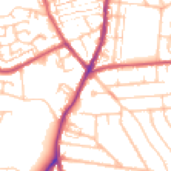 Daytime road noise heatmap for DA8 3NJ