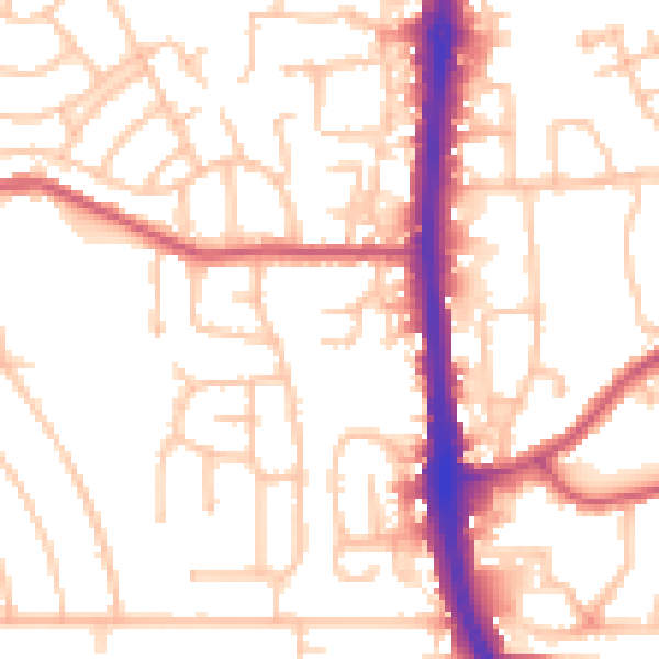 Daytime road noise heatmap for DA8 3QS
