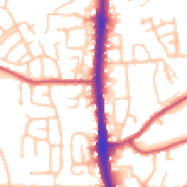 Daytime road noise heatmap for DA8 3QU