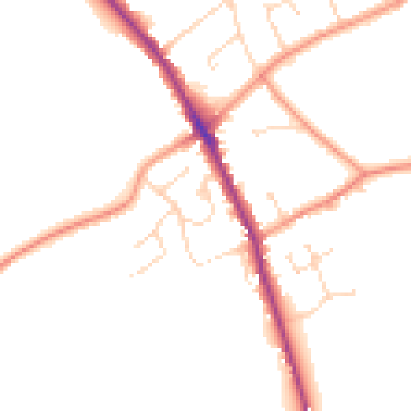 Daytime road noise heatmap for DE12 6NW
