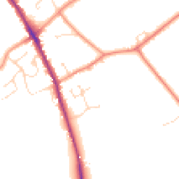 Daytime road noise heatmap for DE12 6NY