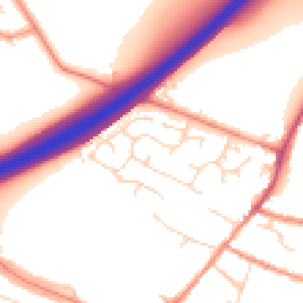 Daytime road noise heatmap for DE12 7NZ
