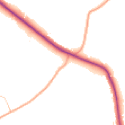 Daytime road noise heatmap for DE13 0AN