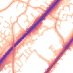 Daytime road noise heatmap for DE13 0DN