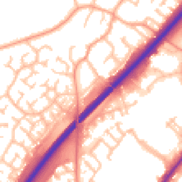 Daytime road noise heatmap for DE13 0DY
