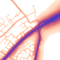 Daytime road noise heatmap for DE13 0JE