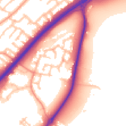 Daytime road noise heatmap for DE13 0QQ