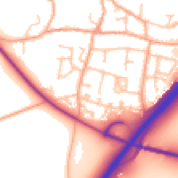Daytime road noise heatmap for DE13 7EA