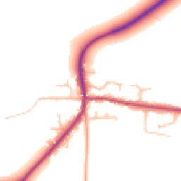 Daytime road noise heatmap for DE13 7HE