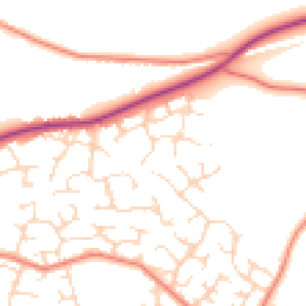 Daytime road noise heatmap for DE21 2AN