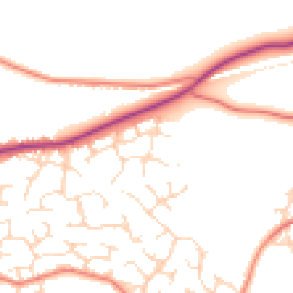 Daytime road noise heatmap for DE21 2AP