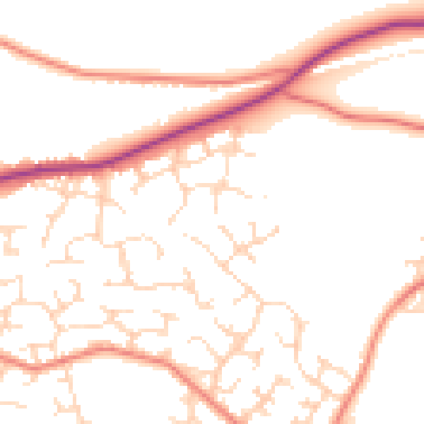 Daytime road noise heatmap for DE21 2AQ