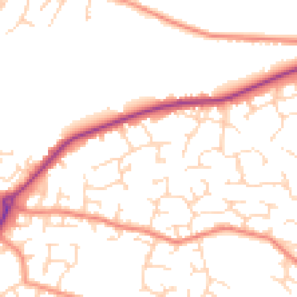 Daytime road noise heatmap for DE21 2BN