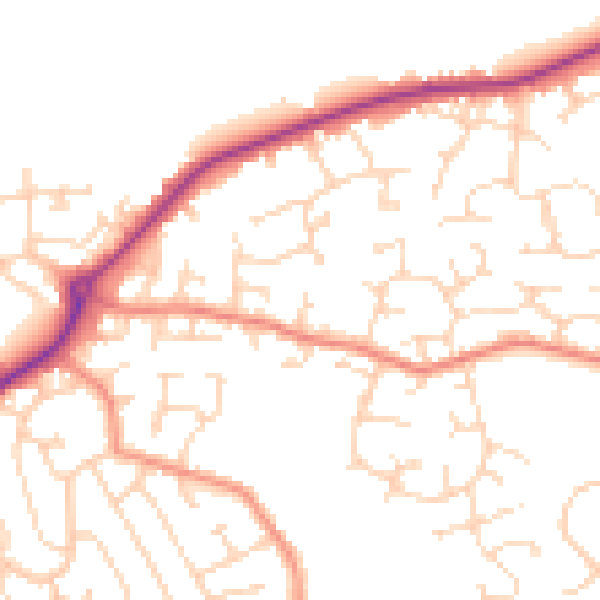 Daytime road noise heatmap for DE21 2BX