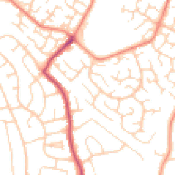 Daytime road noise heatmap for DE21 2BY