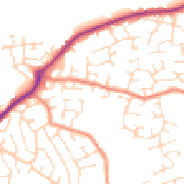 Daytime road noise heatmap for DE21 2DD