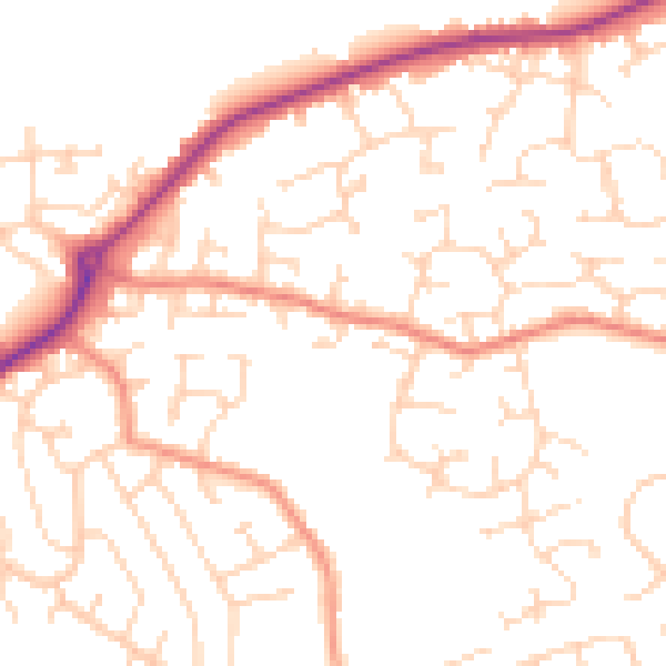 Daytime road noise heatmap for DE21 2DE