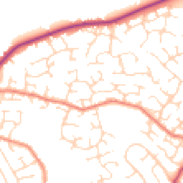Daytime road noise heatmap for DE21 2DG
