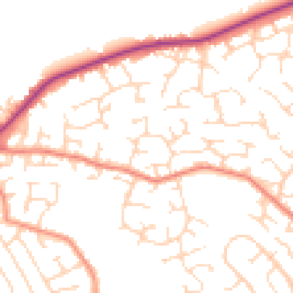 Daytime road noise heatmap for DE21 2DH