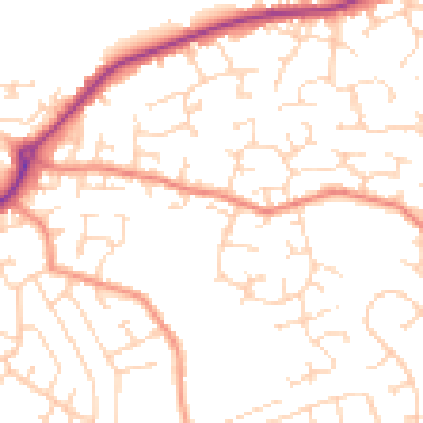 Daytime road noise heatmap for DE21 2DT