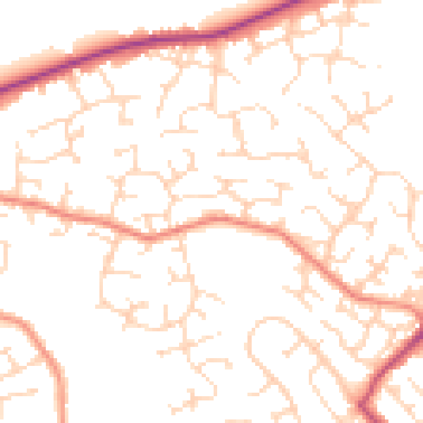 Daytime road noise heatmap for DE21 2DX