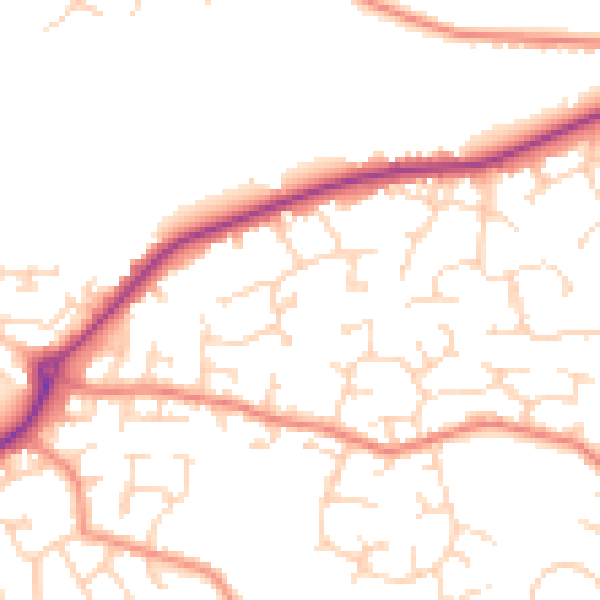 Daytime road noise heatmap for DE21 2EG