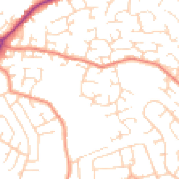 Daytime road noise heatmap for DE21 2LX