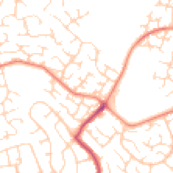 Daytime road noise heatmap for DE21 2PQ