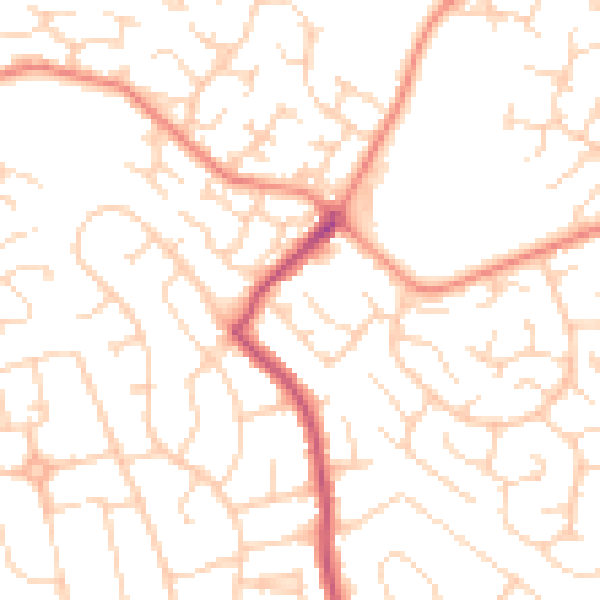 Daytime road noise heatmap for DE21 2SP
