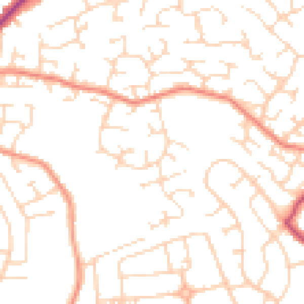 Daytime road noise heatmap for DE21 2UN