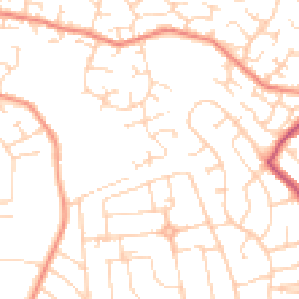 Daytime road noise heatmap for DE21 2WB
