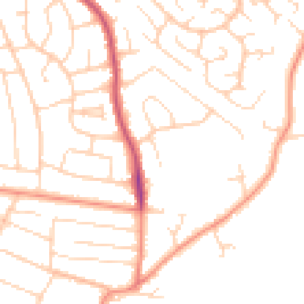 Daytime road noise heatmap for DE21 4NP