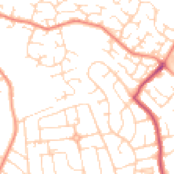Daytime road noise heatmap for DE21 4QG