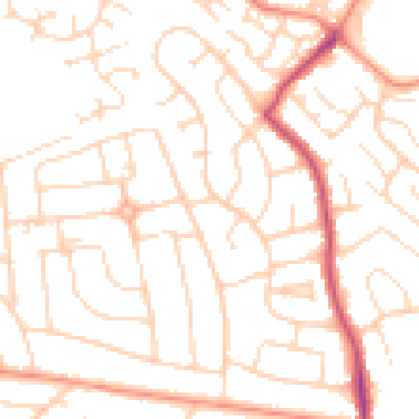 Daytime road noise heatmap for DE21 4QJ