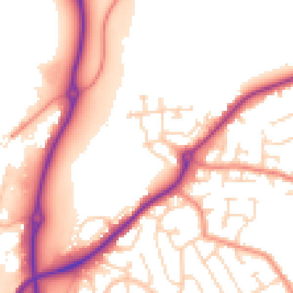 Daytime road noise heatmap for DE21 4TZ