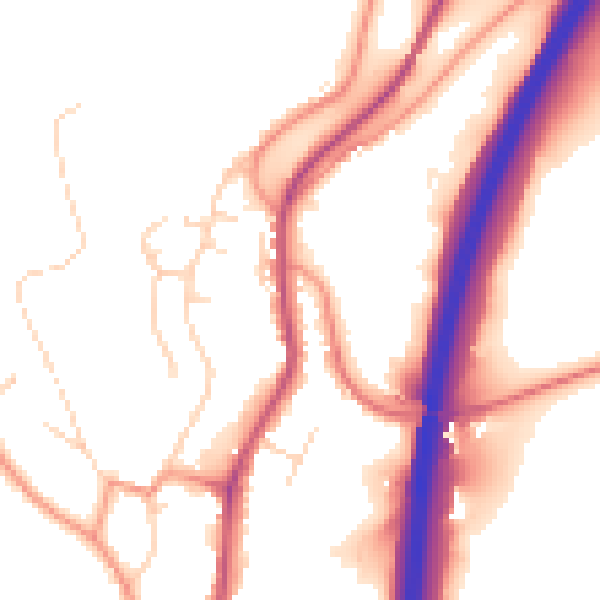 Daytime road noise heatmap for DE21 5AX