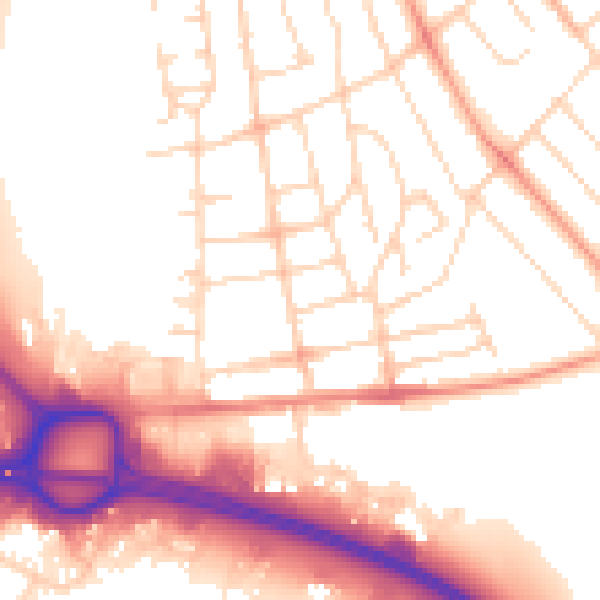Daytime road noise heatmap for DE21 6AX