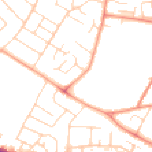 Daytime road noise heatmap for DE21 6LQ