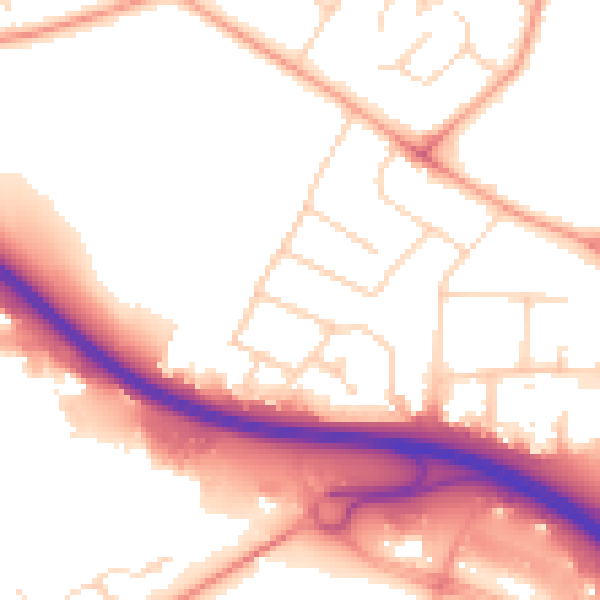 Daytime road noise heatmap for DE21 6PN