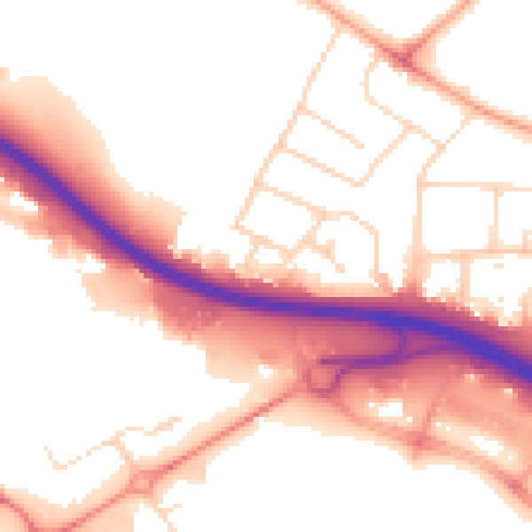 Daytime road noise heatmap for DE21 6PQ