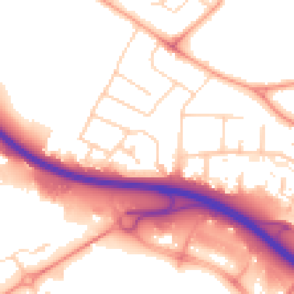 Daytime road noise heatmap for DE21 6QG