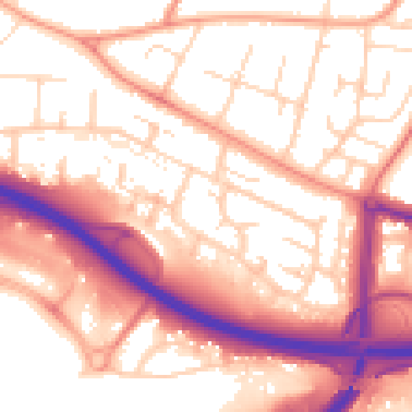 Daytime road noise heatmap for DE21 6TY