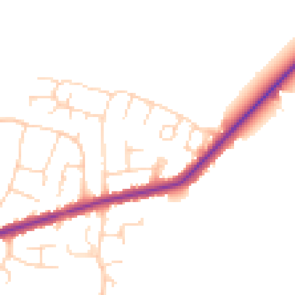 Daytime road noise heatmap for DE21 7DT