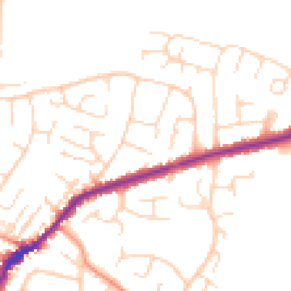 Daytime road noise heatmap for DE21 7EF