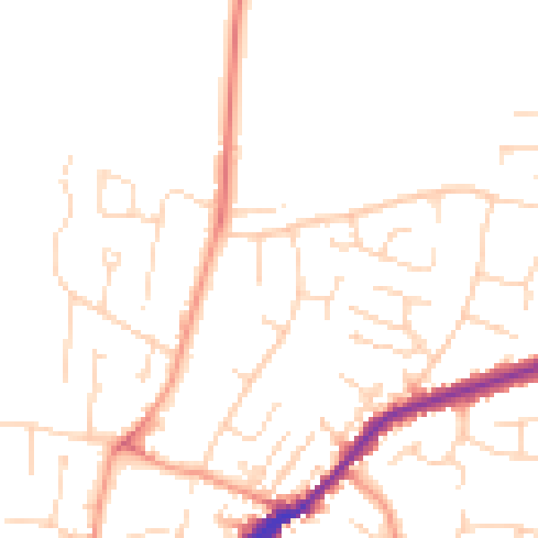 Daytime road noise heatmap for DE21 7LE