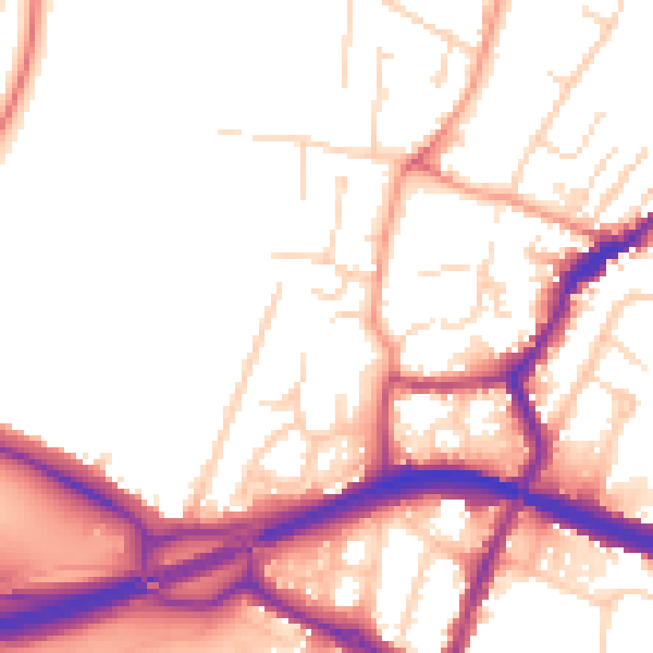 Daytime road noise heatmap for DE21 7NQ