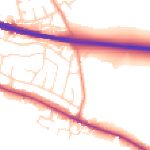 Daytime road noise heatmap for DE21 7PL