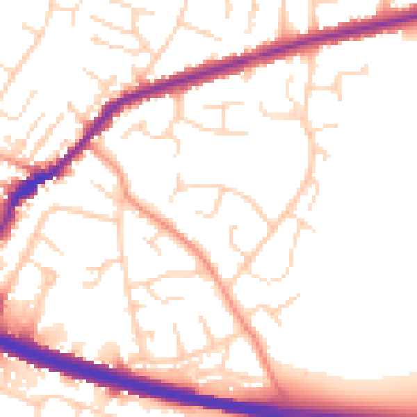 Daytime road noise heatmap for DE21 7QY