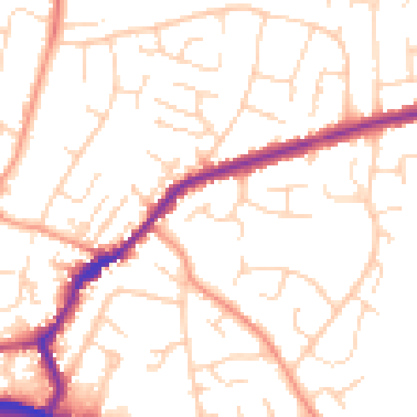 Daytime road noise heatmap for DE21 7SA