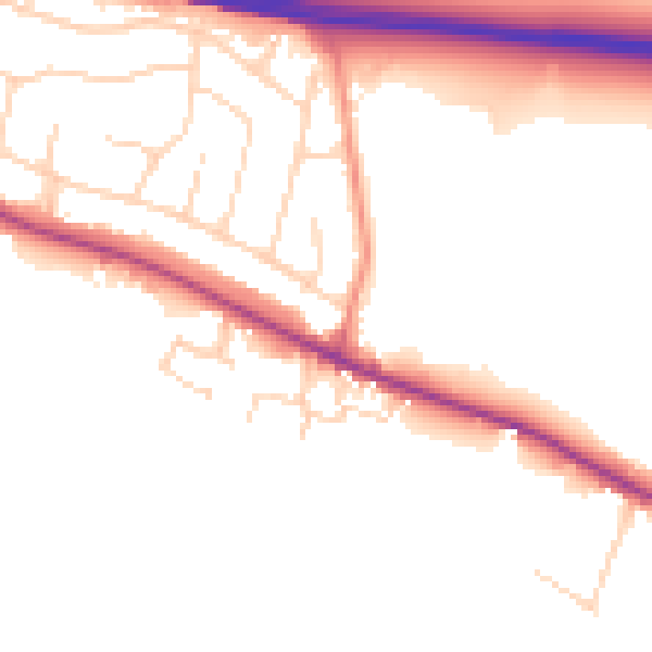 Daytime road noise heatmap for DE21 7SJ